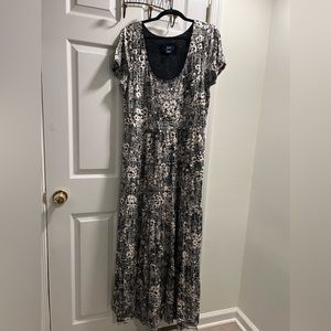 Maeve Black & White Flowing Floral Maxi Dress - Catalina Tiered Maxi, Size XL